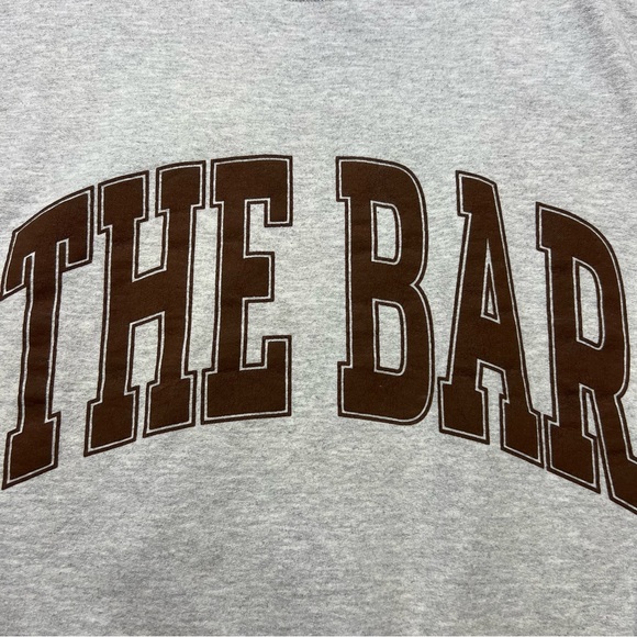 The Bar Varsity Sweatshirt Crewneck Light Heather Grey Chocolate - Picture 11 of 13